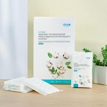 Атоми Гигиенические прокладки из натурального хлопка (Ночные)
